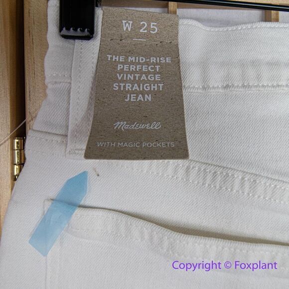 NEW Madewell Mid-Rise Perfect Vintage Straight Jean in Tile White, 25 - Picture 12 of 16